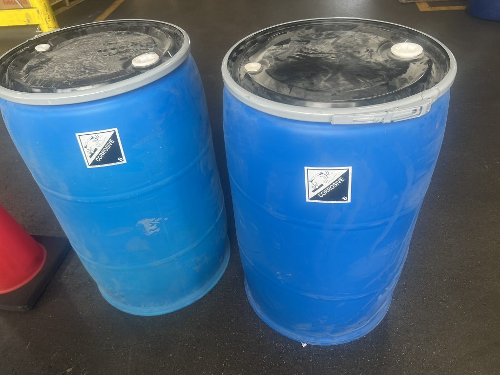 drums, labeled and sealed ,after chemical remdiation