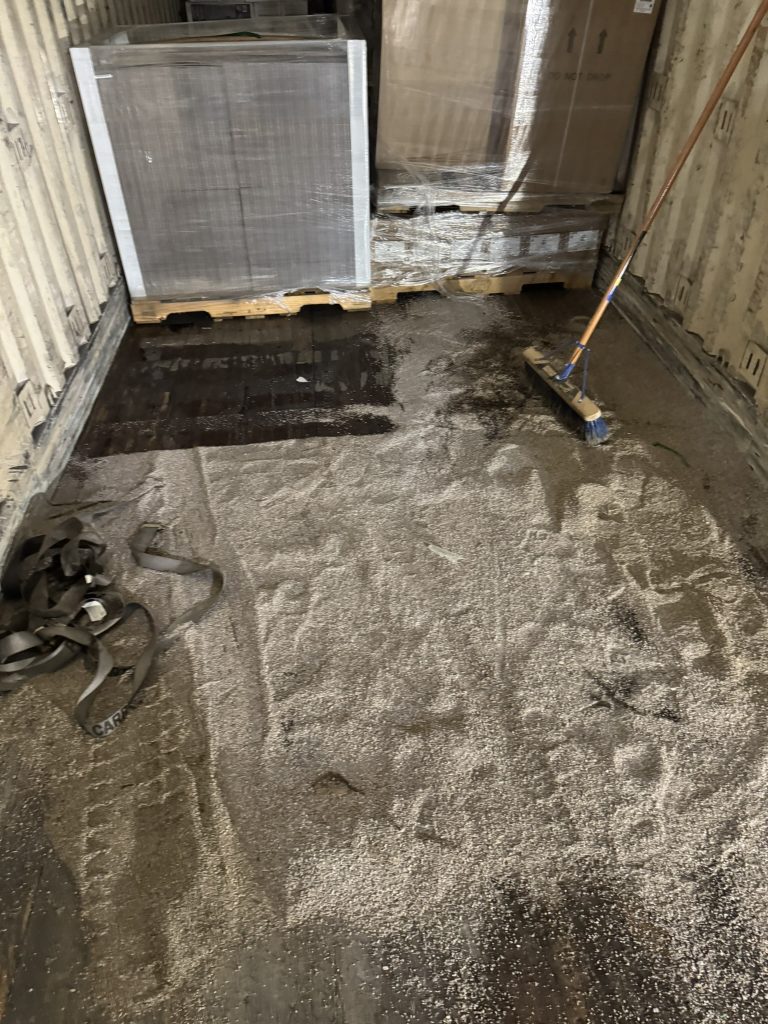 neutralizing floor of trailer after chemical spill